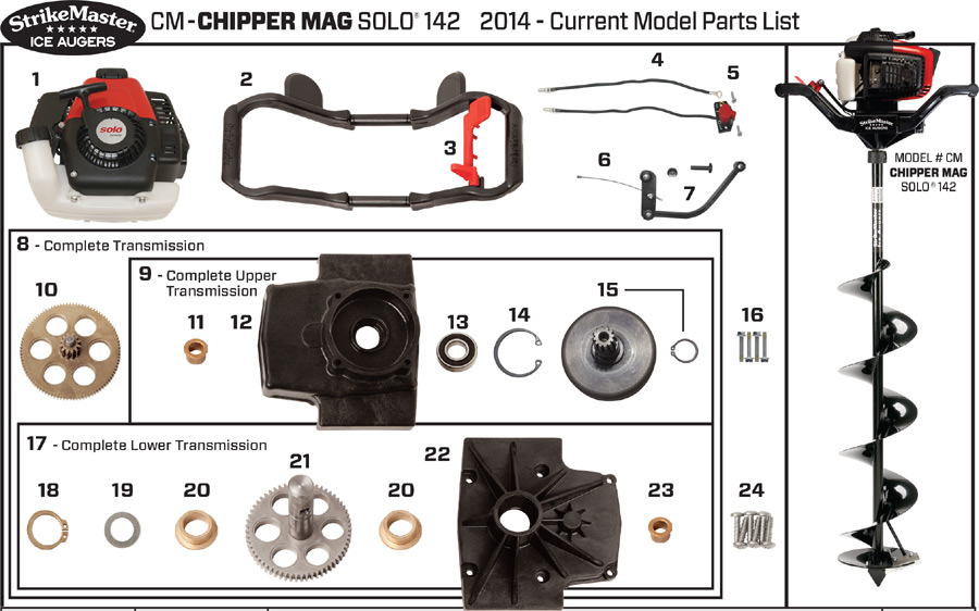 Strikemaster CM (Chipper Mag) Solo 142 Series 2014 Ice Auger Parts